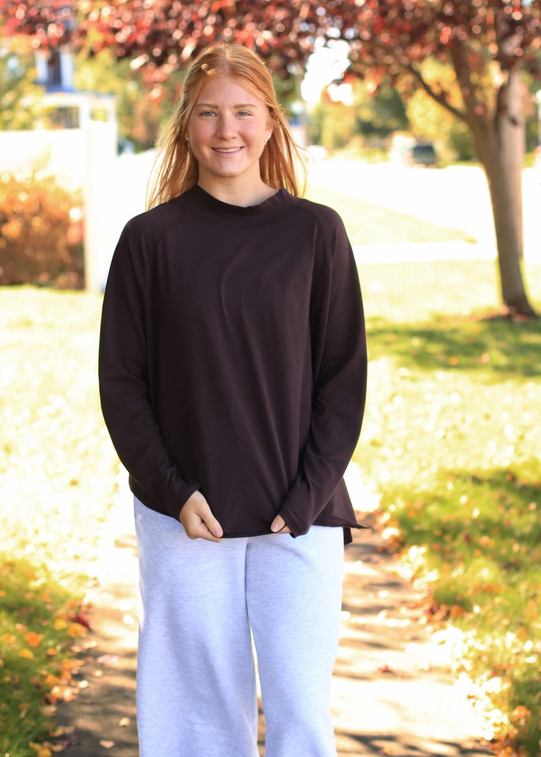 Pima Cotton Mock-Neck Raglan Tunic