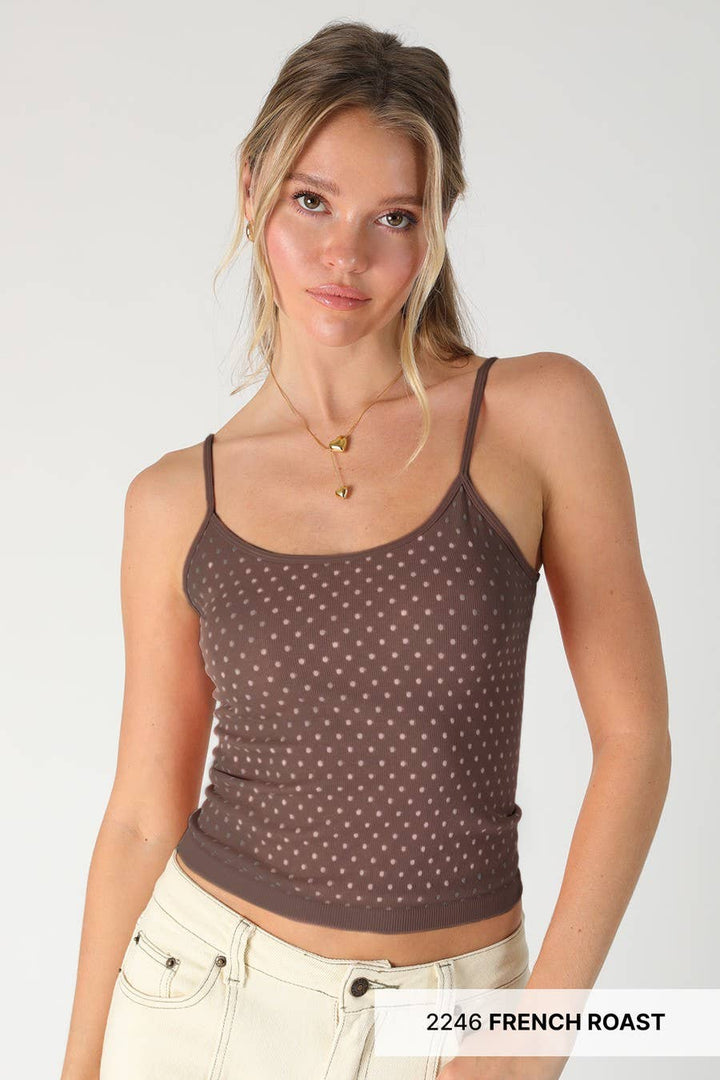 Polka Dot Strap Cami in French Roast