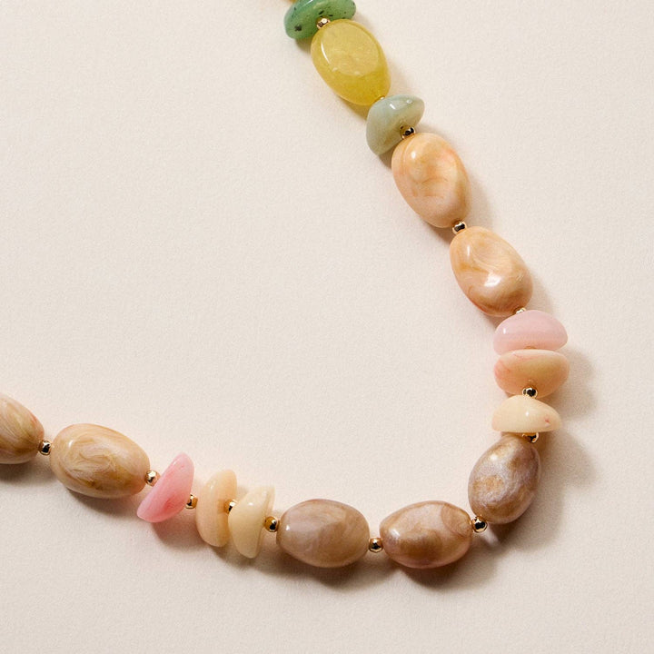 Organic Resin Bead Necklace  - Blue Combo