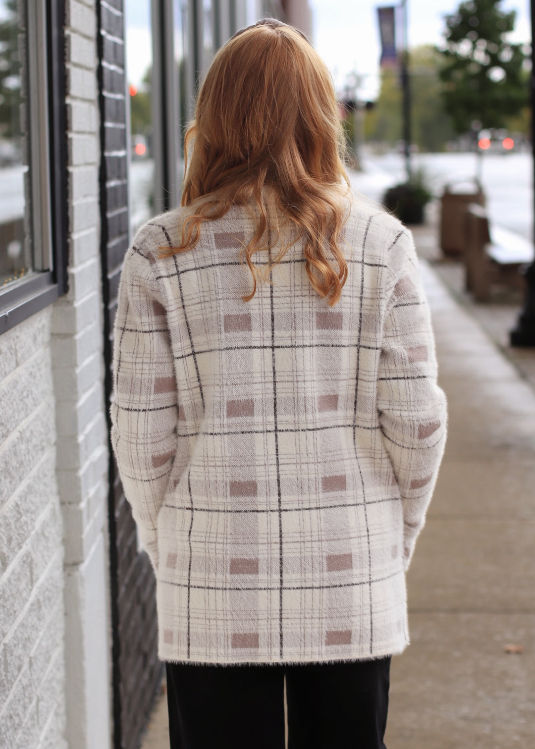 The Birch Open Front Cardigan in Ivory/Taupe