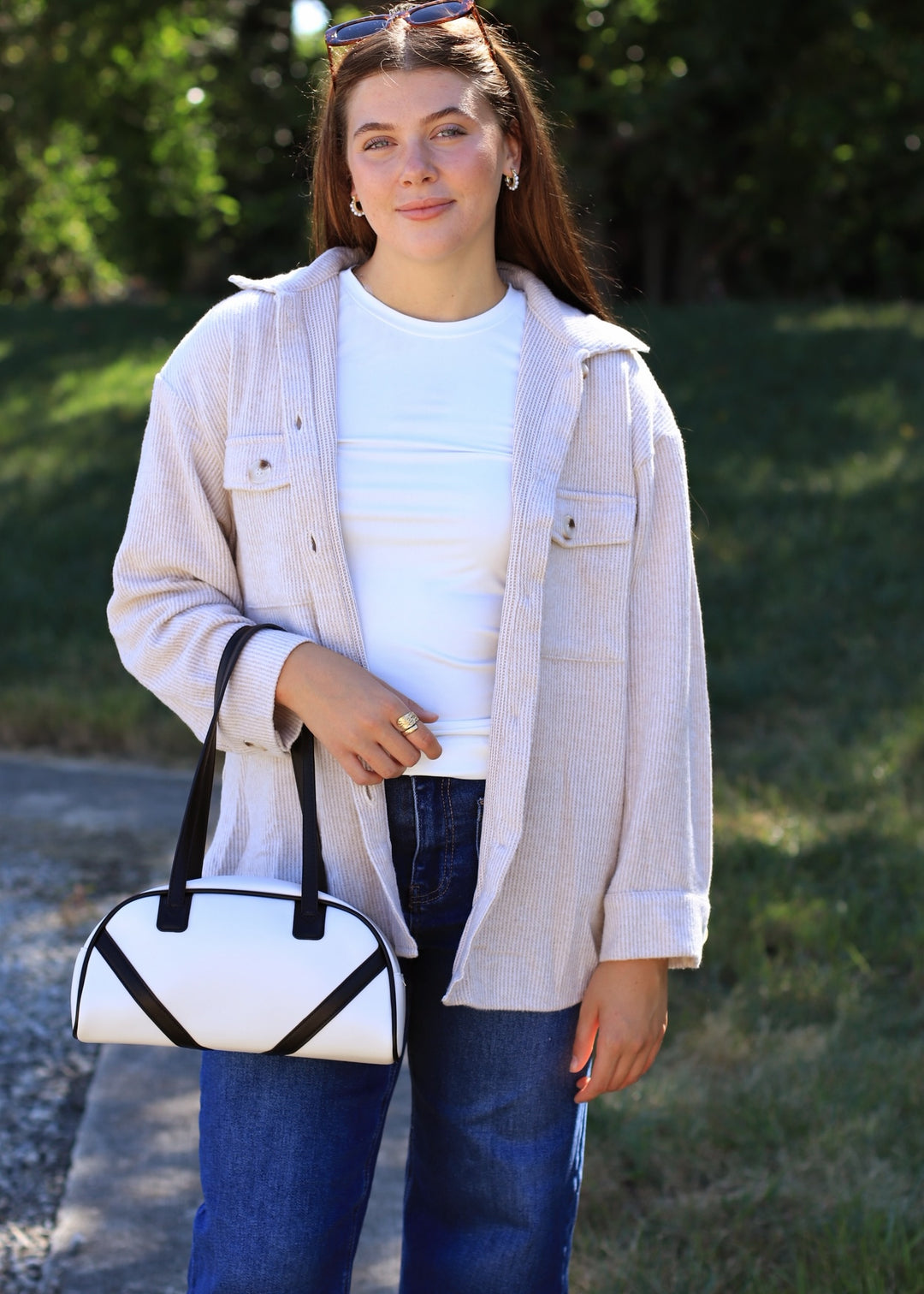 RESTOCK Fall Season Two Tone Shacket in Oatmeal