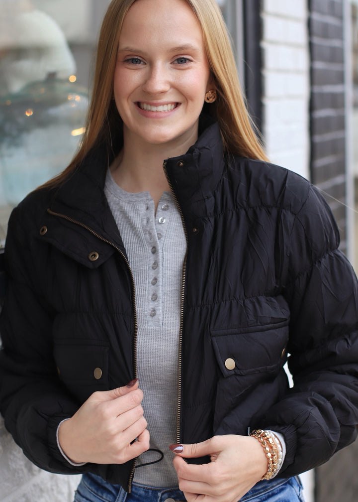 CLEARANCE FINAL SALE  CLEARANCE FINAL SALE  Beatrice Cropped Cargo Puffer Jacket