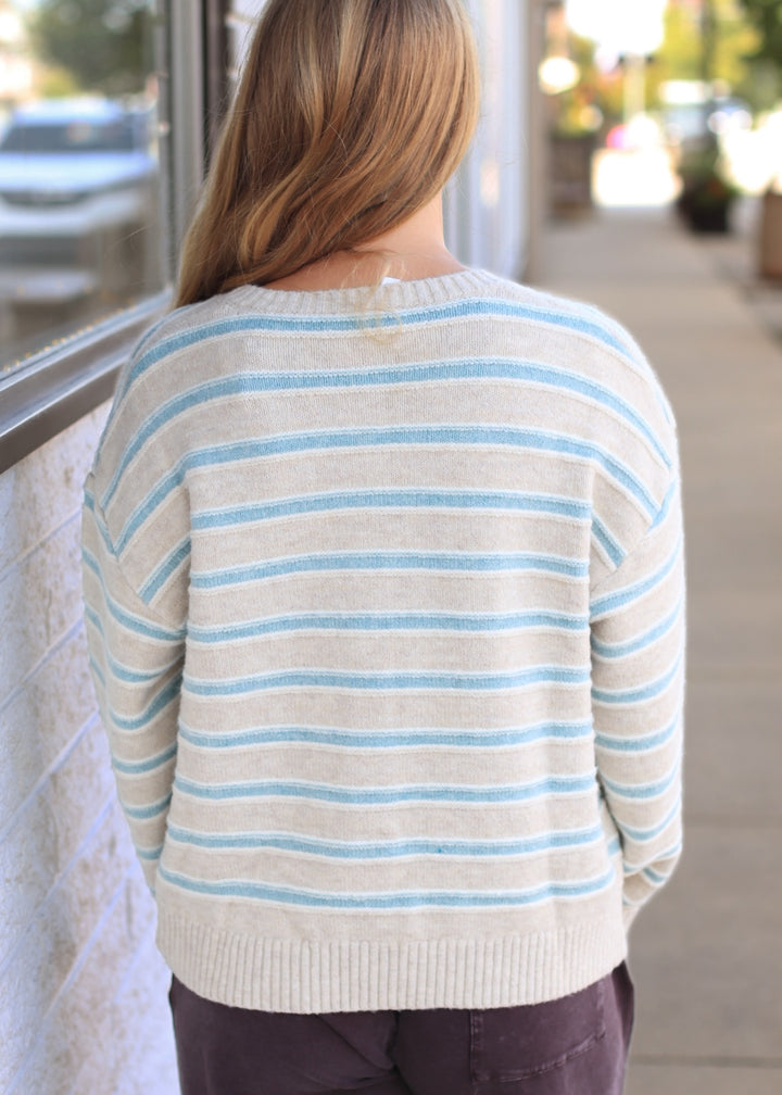 Taupe Multi Stripe Button-Up Cardigan