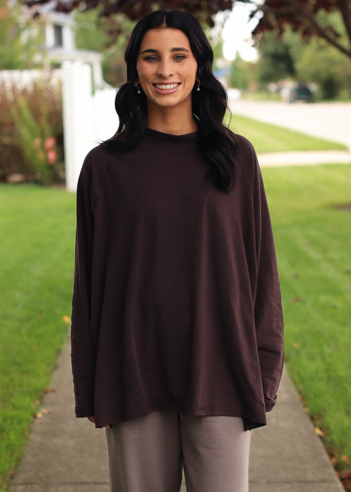 Pima Cotton Mock-Neck Raglan Tunic