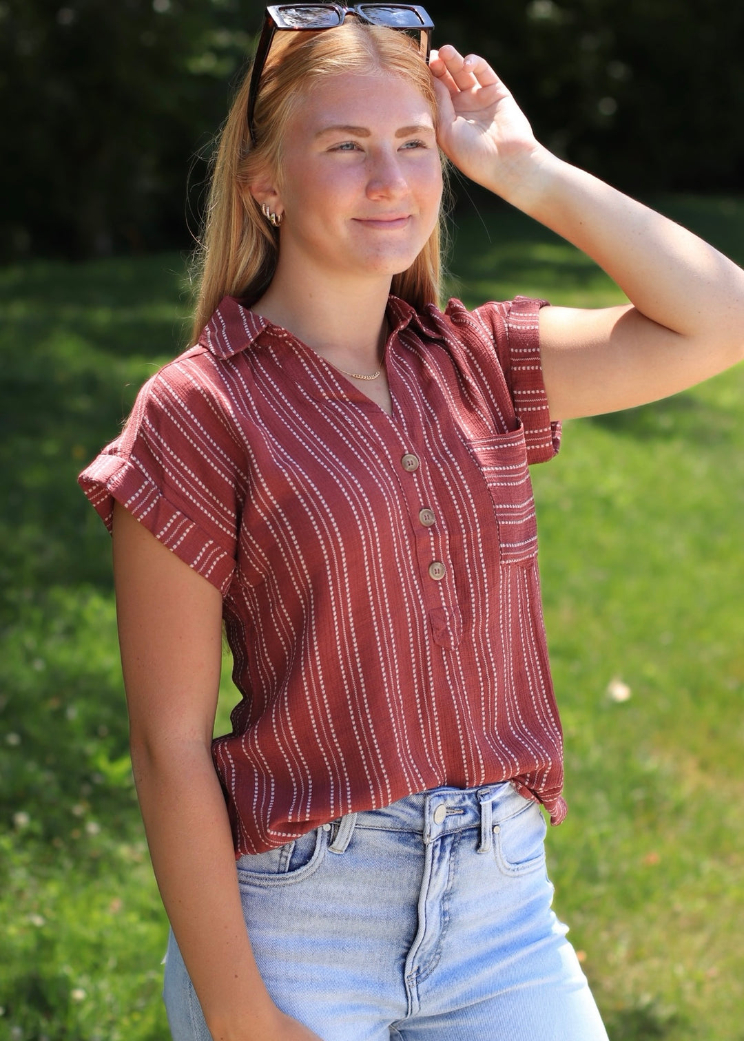 The Maren Burgundy Blouse