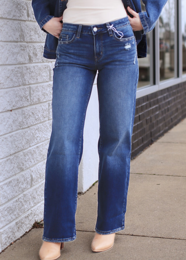 The Grindstone Mid Rise Wide Leg Jean