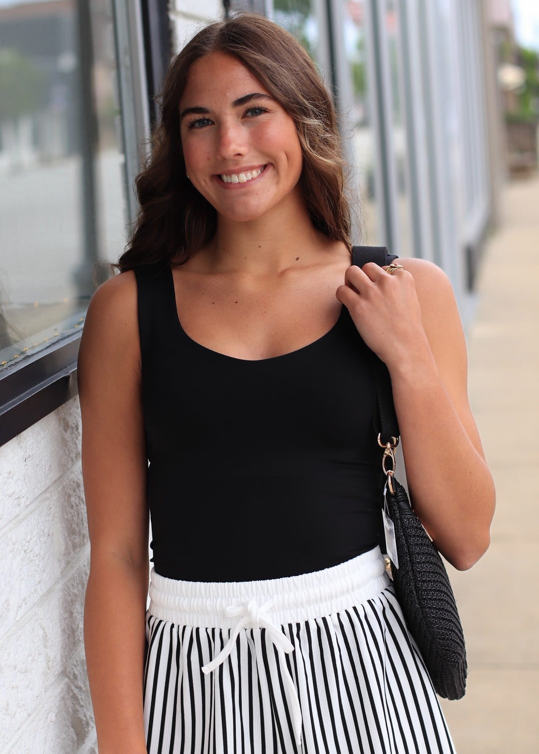 Clean Line Sweet Heart Tank in Black