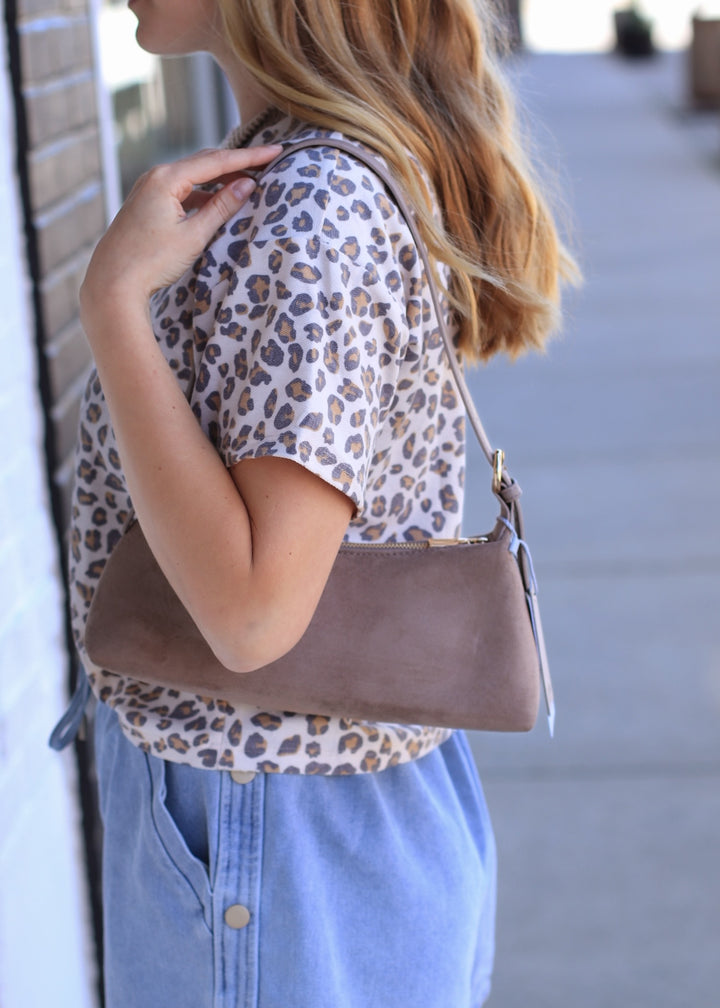 Faux Suede Shoulder Bag