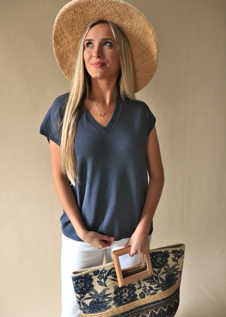 Smoke Green V Neck Sweater