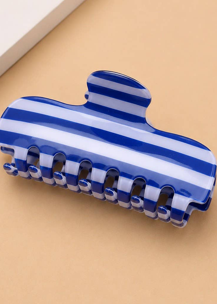 Retro Striped Rectangle Hair Claw Clip