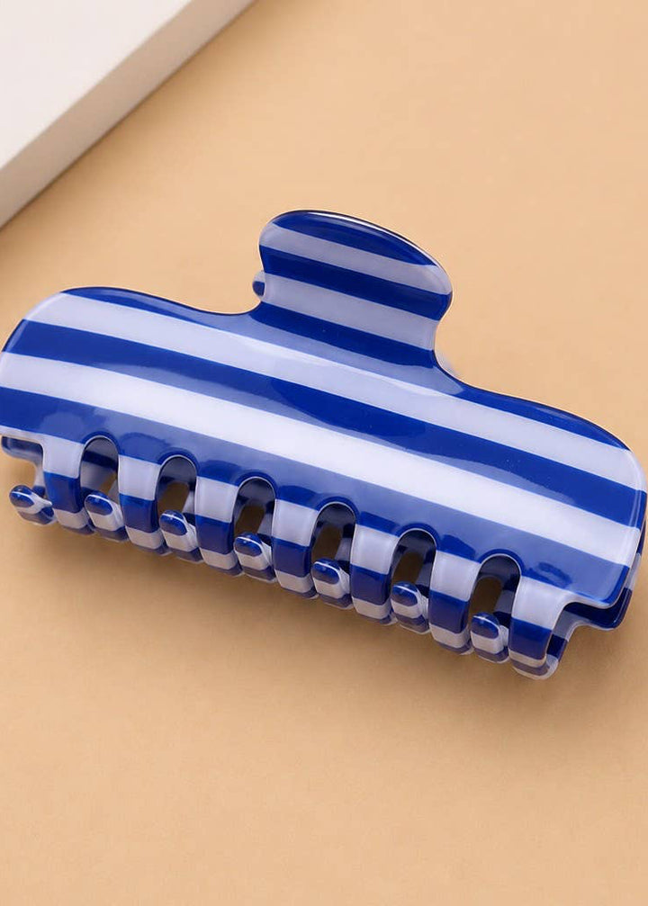 Retro Striped Rectangle Hair Claw Clip