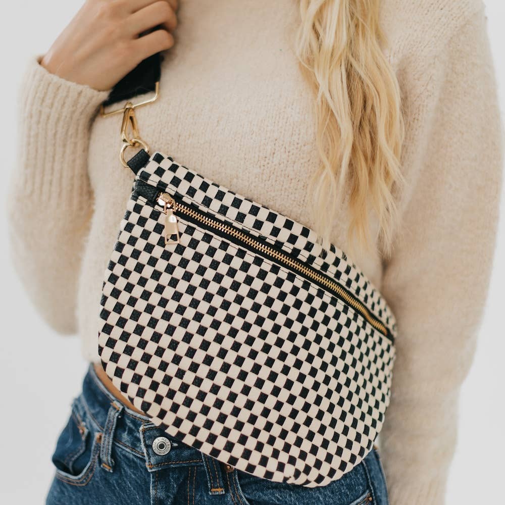 RESTOCK Westlyn Woven Bum Bag in Checkered Black