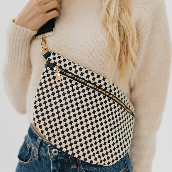 RESTOCK Westlyn Woven Bum Bag in Checkered Black