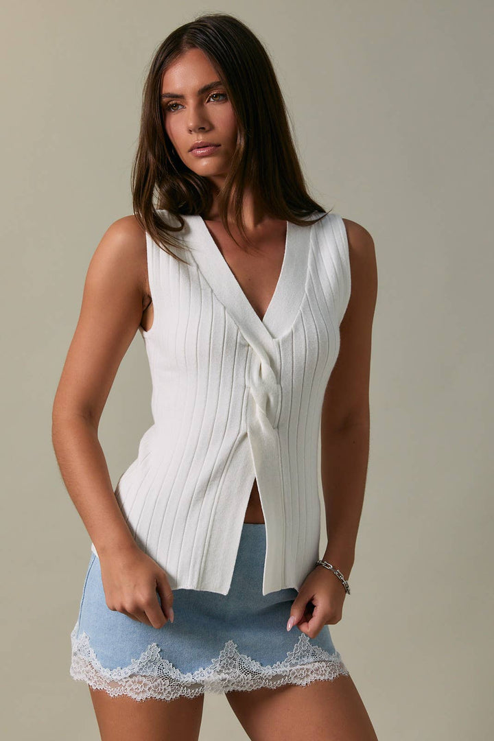 The Monroe Sweater Tank in Ivory