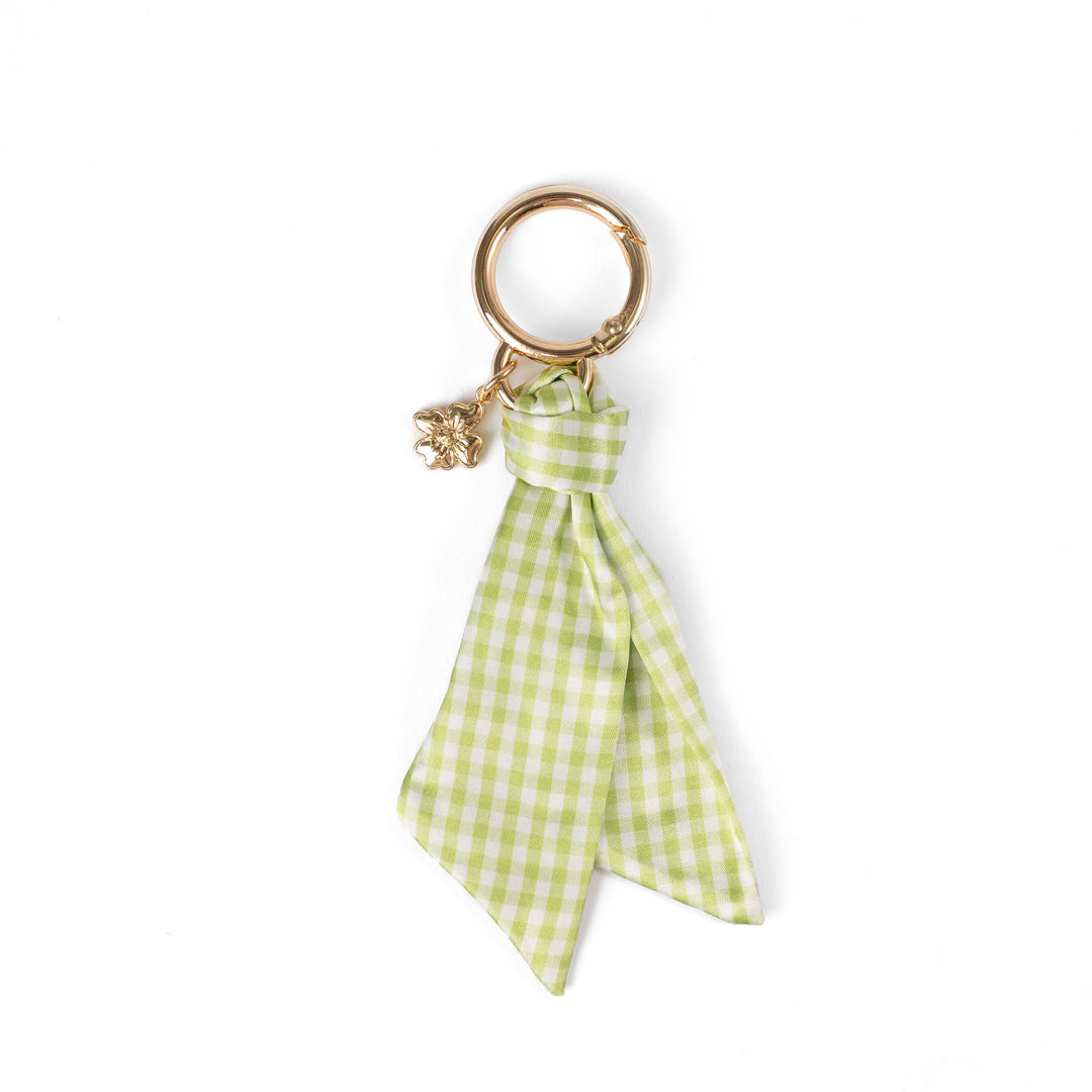 Floral Satin Keychain Blue Stripes