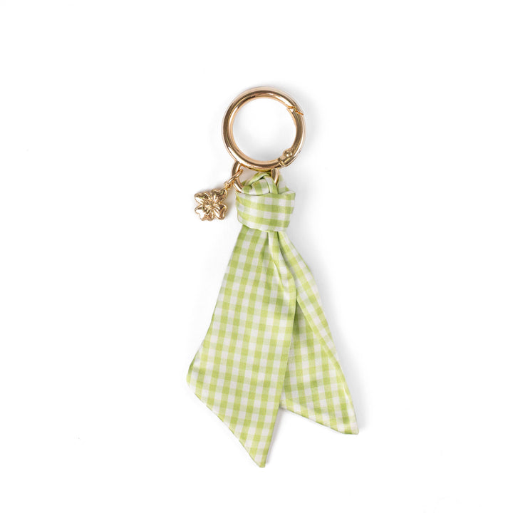 Floral Satin Keychain Blue Stripes