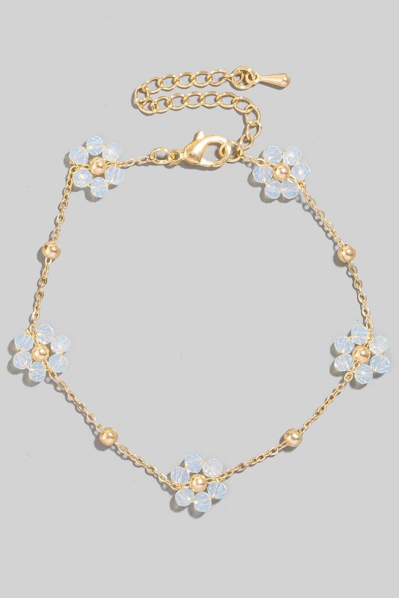 Mini Beaded Flowers Chain Bracelet