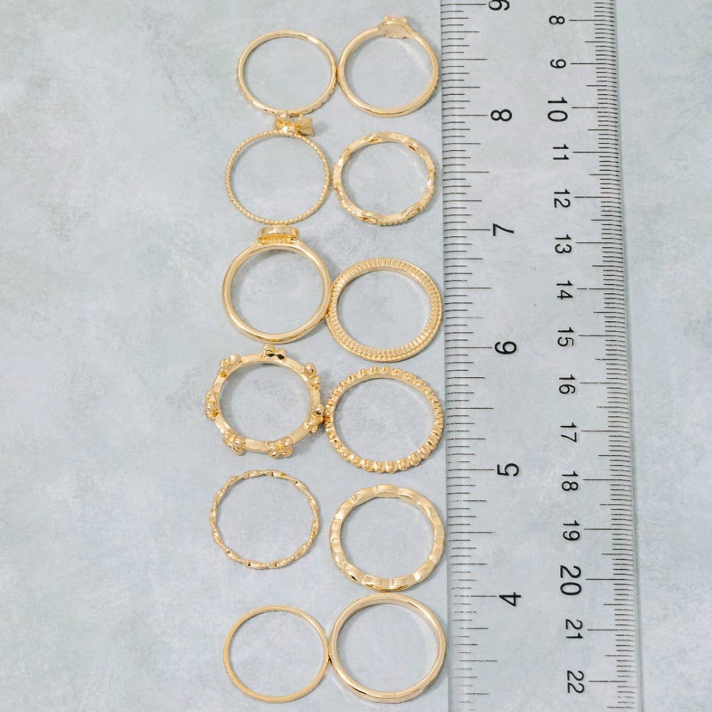Twelve Piece Ribbon Bow Stackable Ring Set