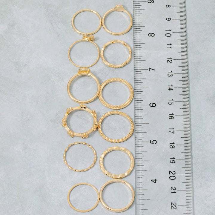 Twelve Piece Ribbon Bow Stackable Ring Set