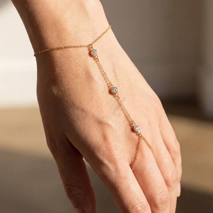3 Cz Gems Intricate Hand Chain
