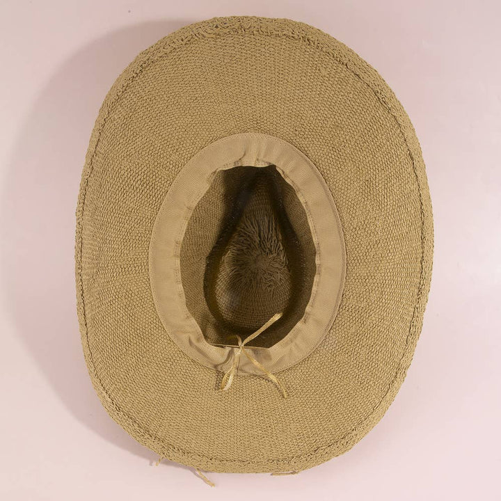 Paper Straw Braided Cord Band Cowboy Hat