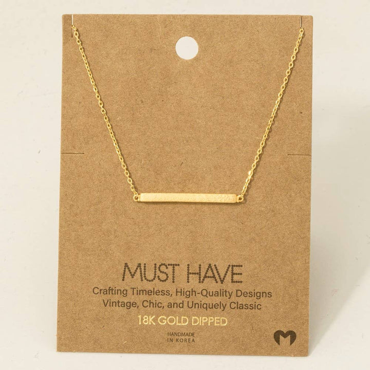 Gold Dipped Thin Bar Pendant Necklace