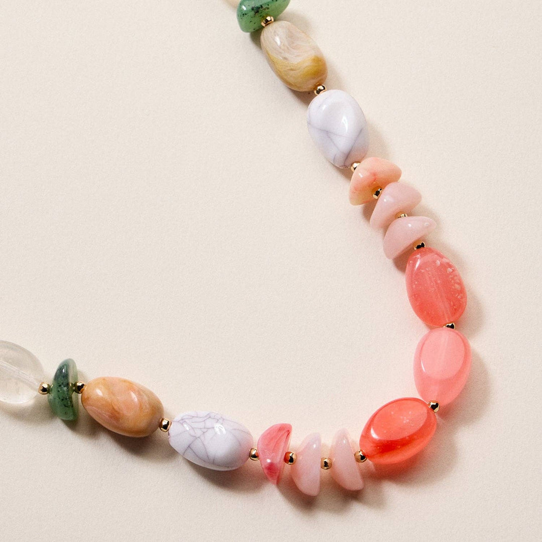 Organic Resin Bead Necklace  - Pink Combo