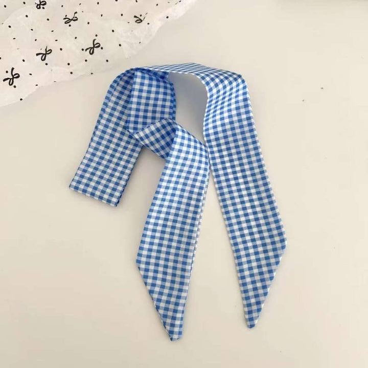 Vintage-Style Skinny Twilly Scarf-Polka Dot &amp; Gingham