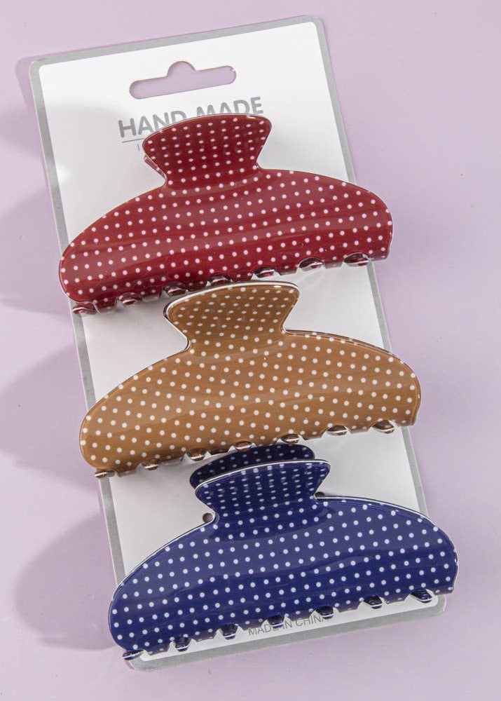 Polka Dot Claw Hair Clip 3 Piece Set