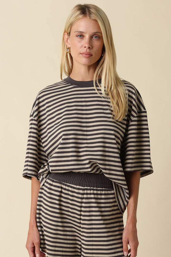 Lena Striped Relaxed-Fit Top
