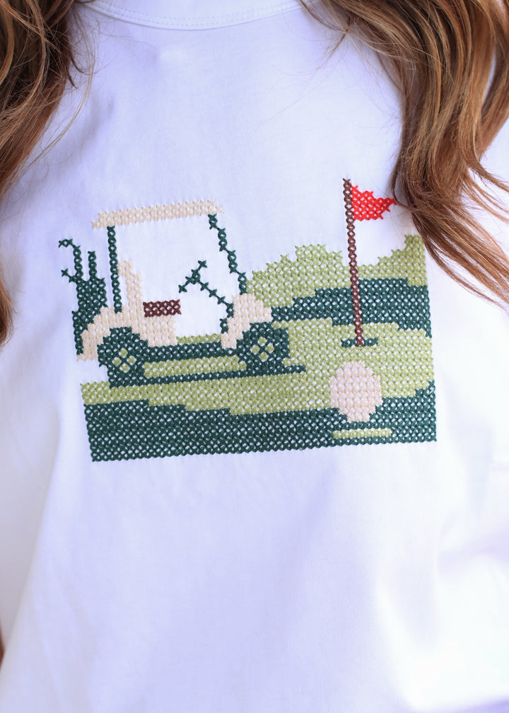 Golf Cart Embroidered Knit Tee
