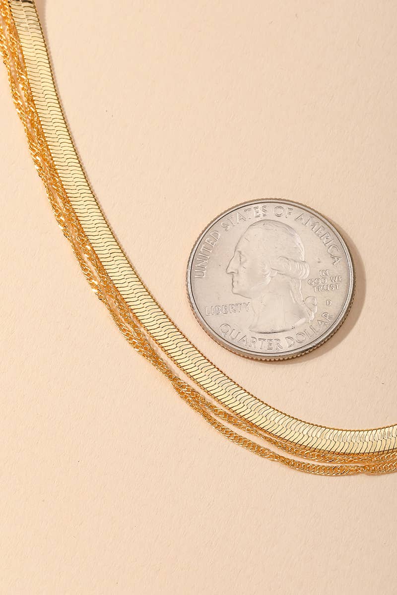 Layered Herringbone Choker Necklace