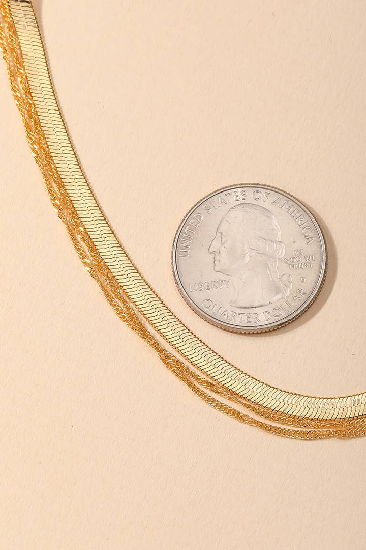 Layered Herringbone Choker Necklace