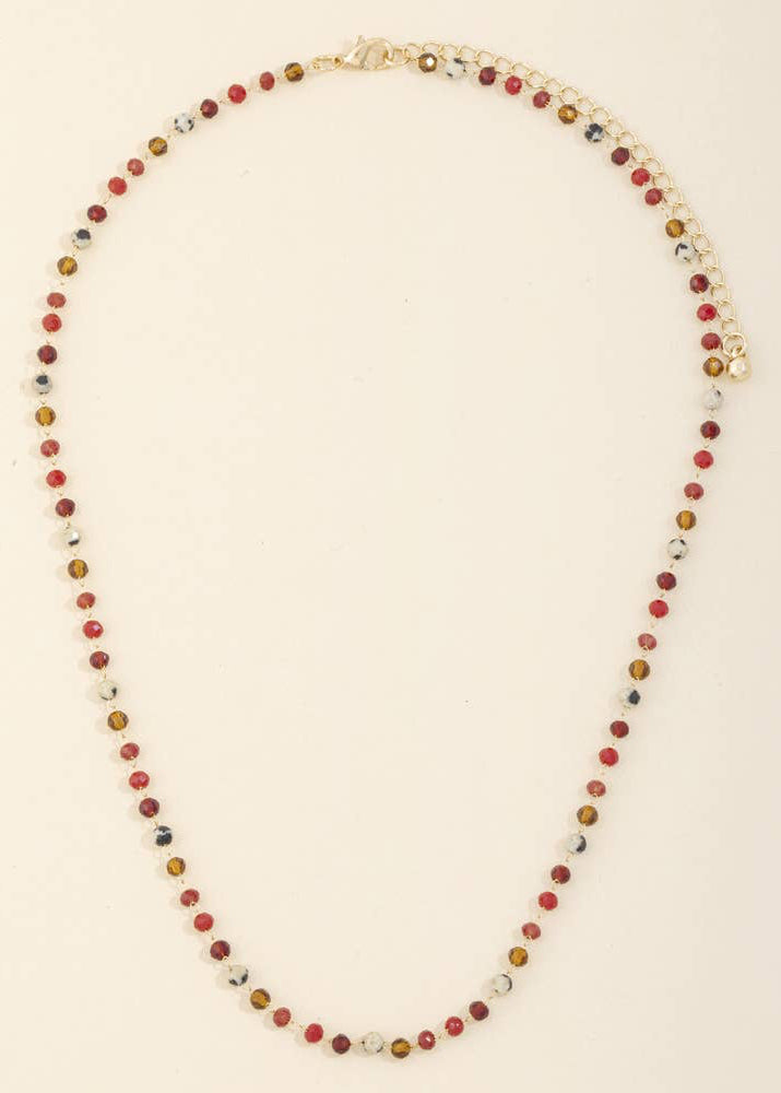 Dainty Faceted Bead Station Chain Necklace