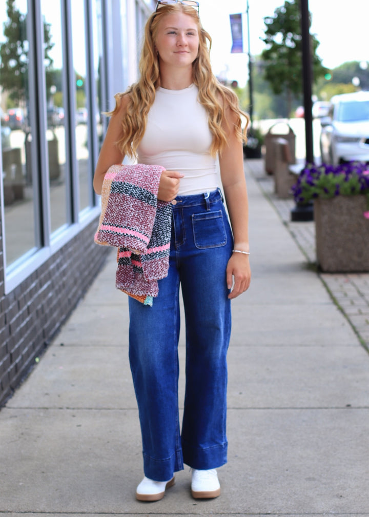 The Colette Crop High Rise Patch Pocket Crop Denim