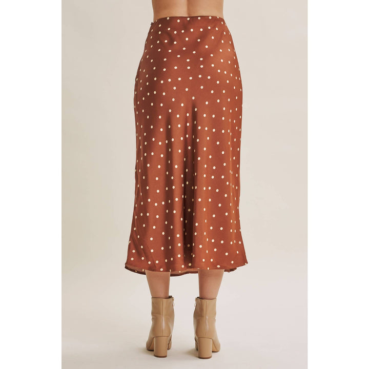 Café Dot Satin Midi Skirt