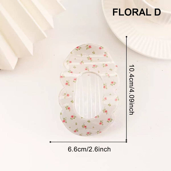Stripe Pink Scalloped Edge Flat Hair Claw Clip