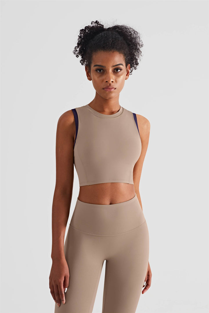 CLEARANCE FINAL SALE Cyber Contrast-Color Tank Top Sports Bra