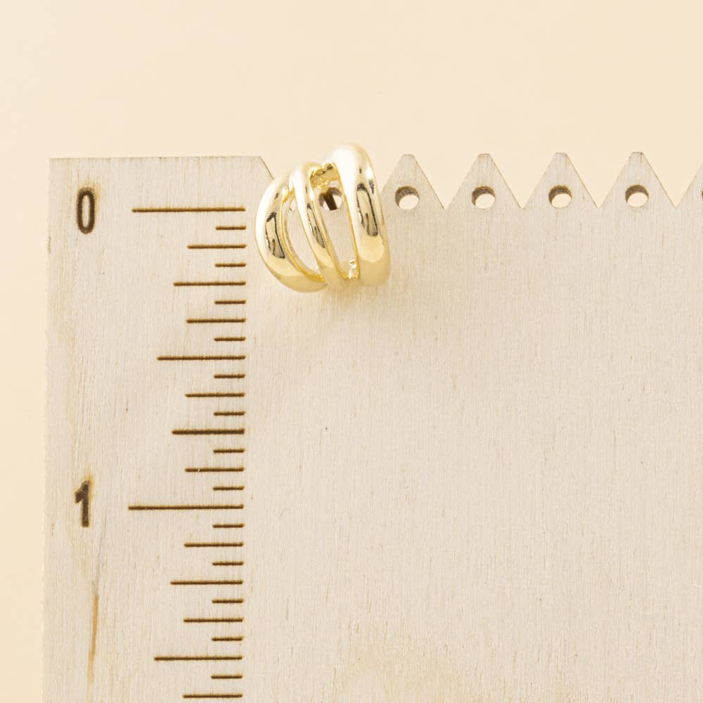 Chunky Triple Dome Huggie Hoop Earrings