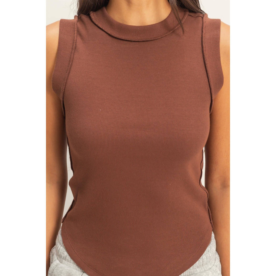 Seam Detail Tank Top in Chocolate