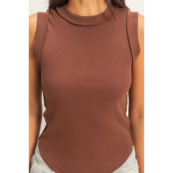 Seam Detail Tank Top in Chocolate