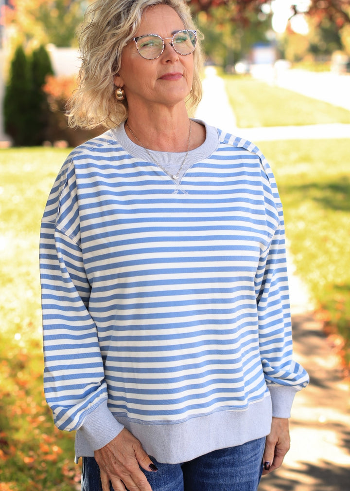 Stripe Comfy Casual Oversized Knit Top