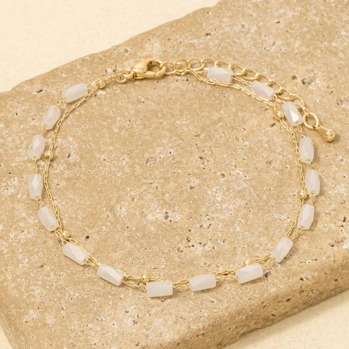 Faceted Glass Beads Layered Dainty Chain Bracelet