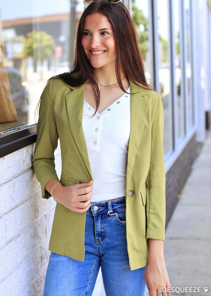 Restock Peacock 3/4 Cuff Collared Blazer