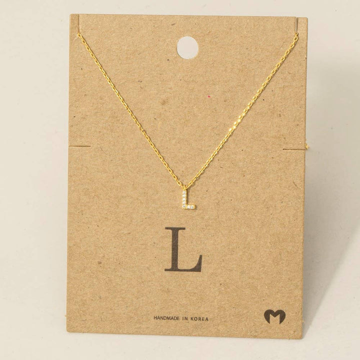 Mini Rhinestone Initial Necklace