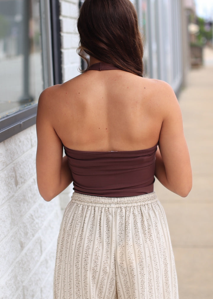 Clean Line Halter Top in French Roast Brown