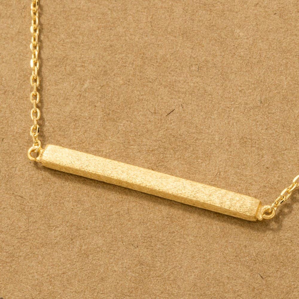 Gold Dipped Thin Bar Pendant Necklace