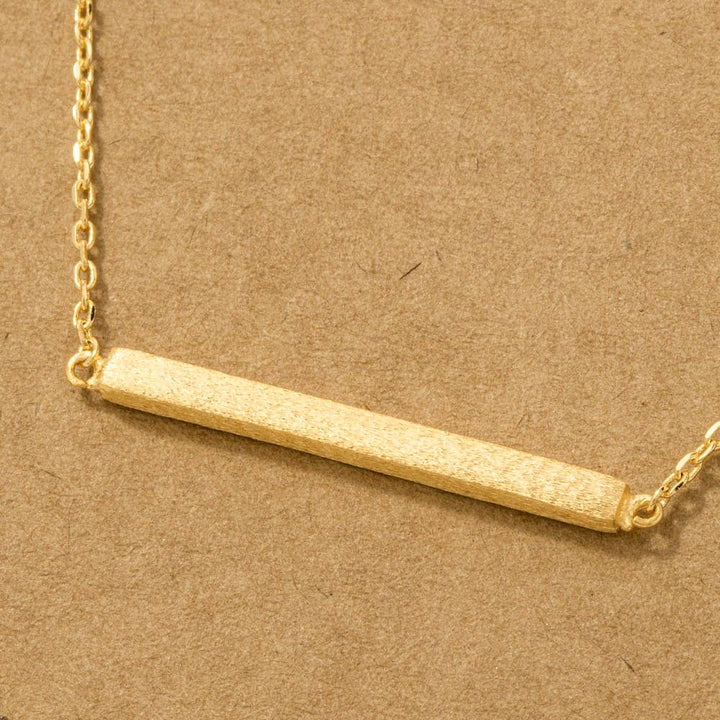 Gold Dipped Thin Bar Pendant Necklace