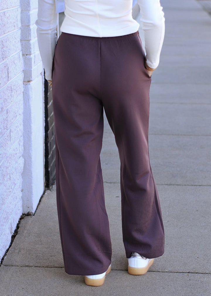 Coffee Bean Ribbed Solace Drawstring Pants