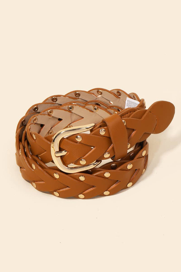 Faux Leather Braided Design Fashion Belt